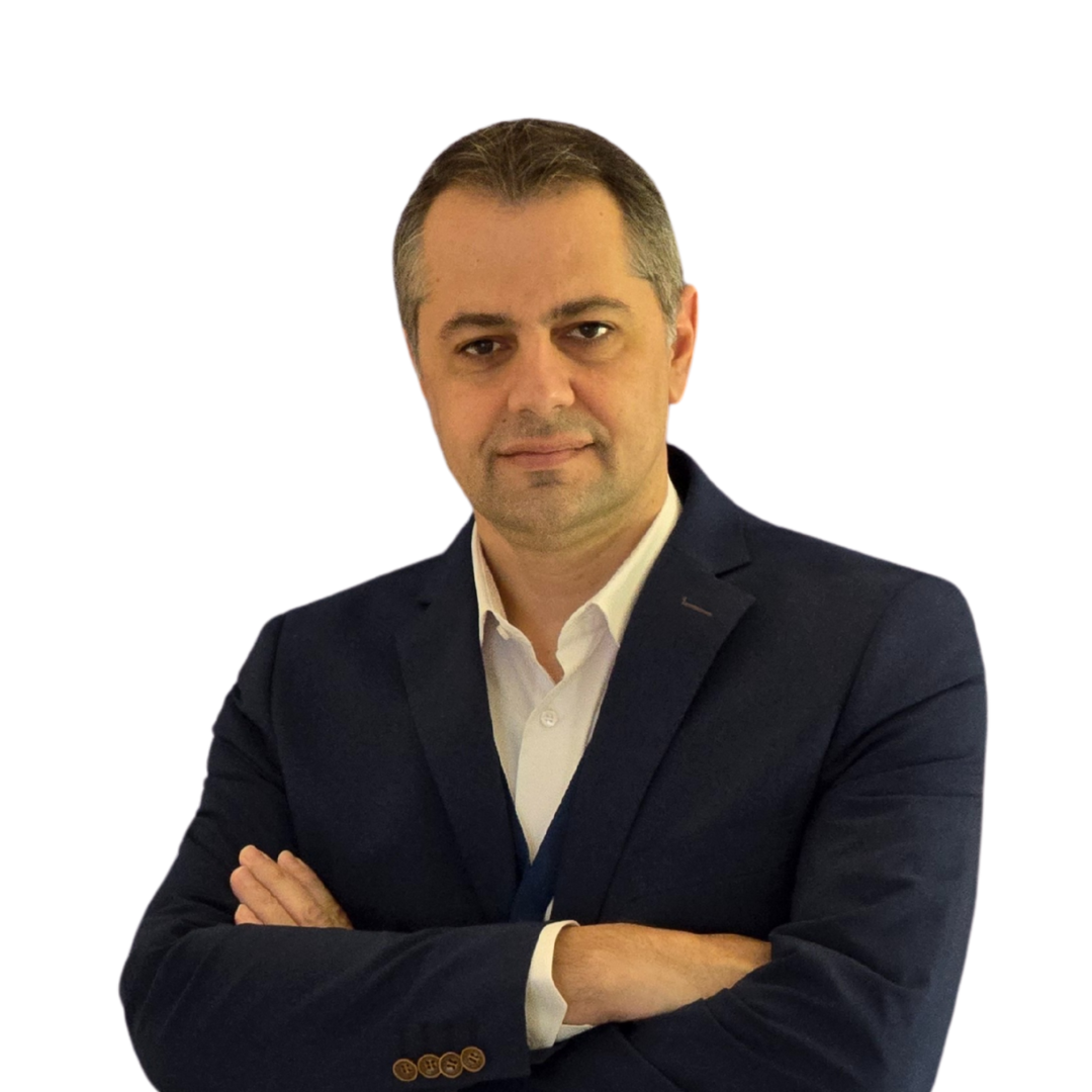 Man in suit, arms crossed